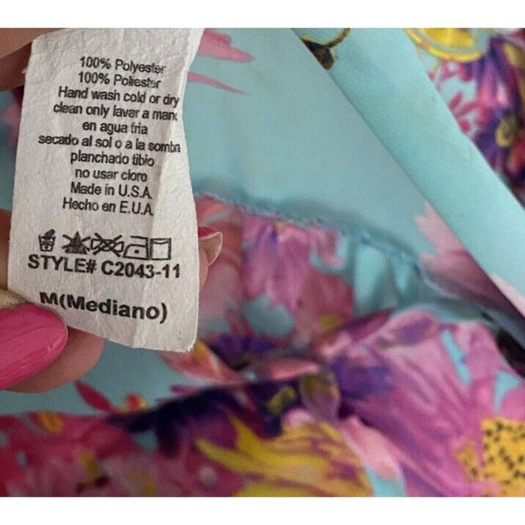 AGACI A'Gaci Women's Small Top Sheer Floral Boho 3/4 Sleeve Blouse USA Made - Picture 8 of 12